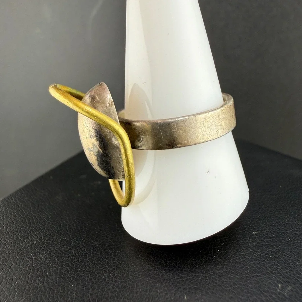 Vintage Taxco Sterling Silver Artisan Ring Modernist Size 10